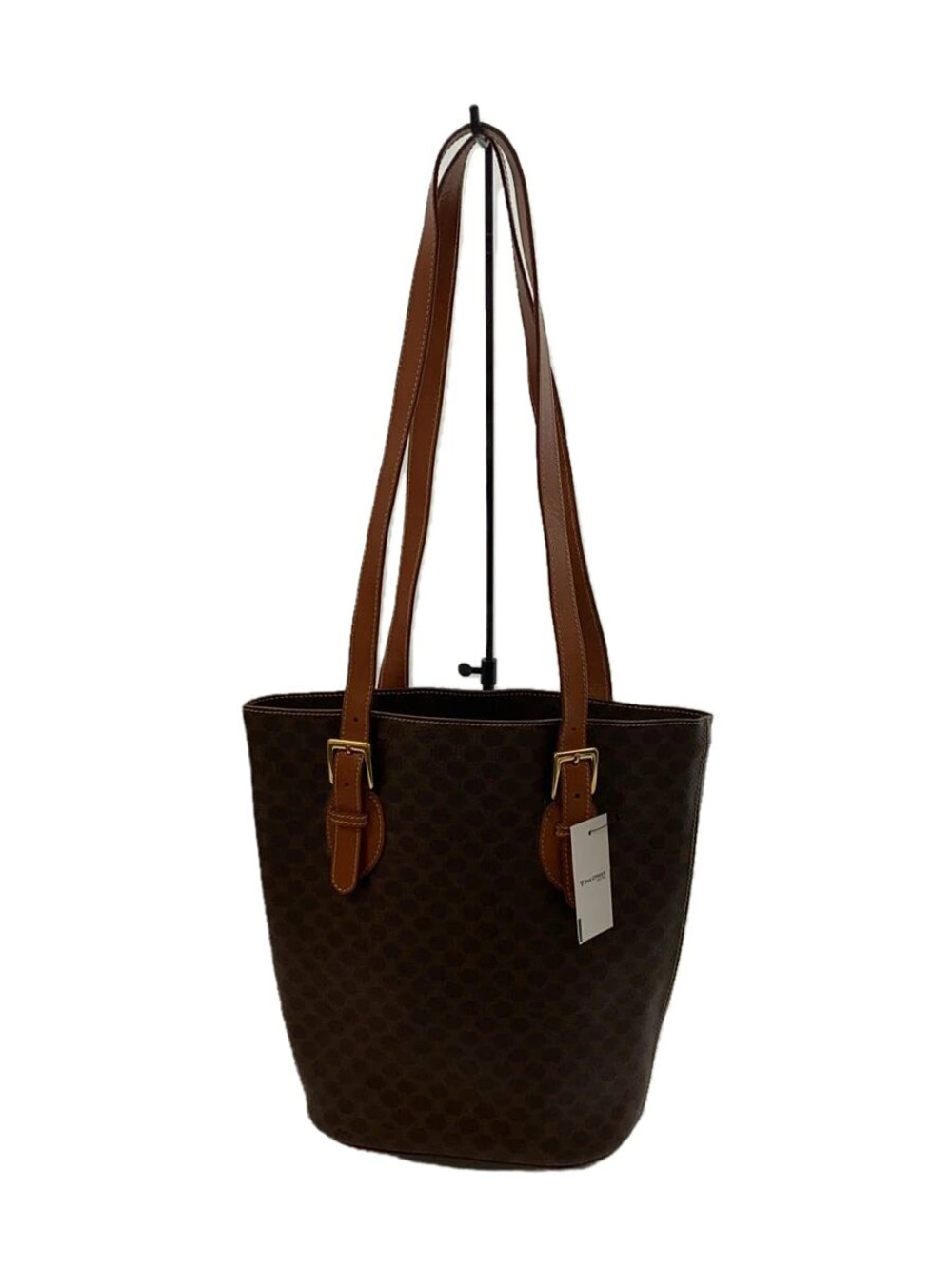 Celine Tote Bag Leather Brown All over Macadam Shoulder Handbag